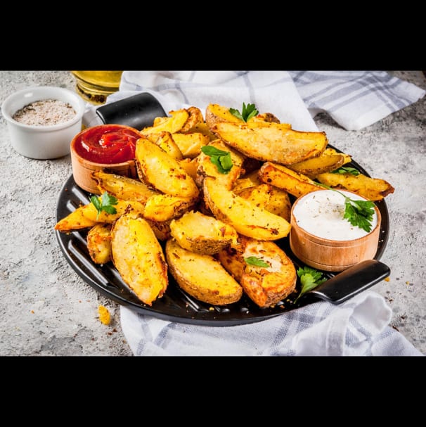 Potato wedges.