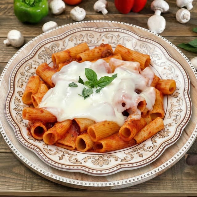 Baked Rigatoni with Cheese.