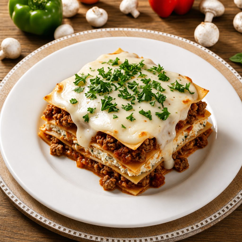 Baked Meat Lasagna.