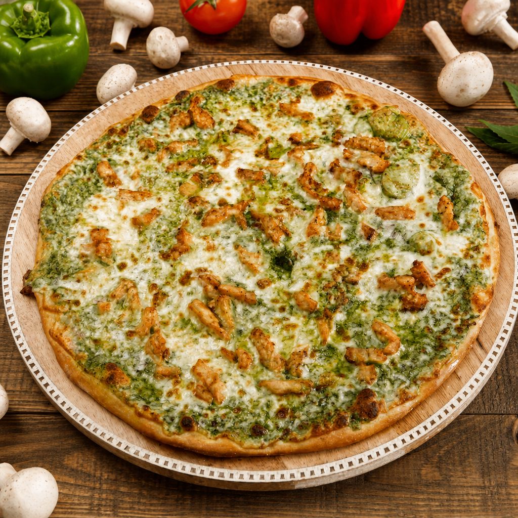 Chicken Pesto Pizza.