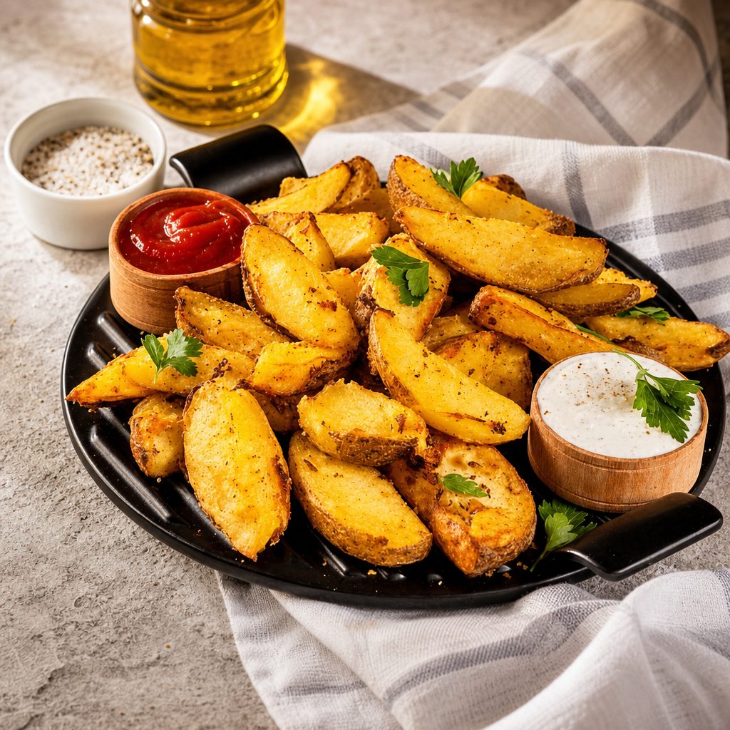 Potato wedges.