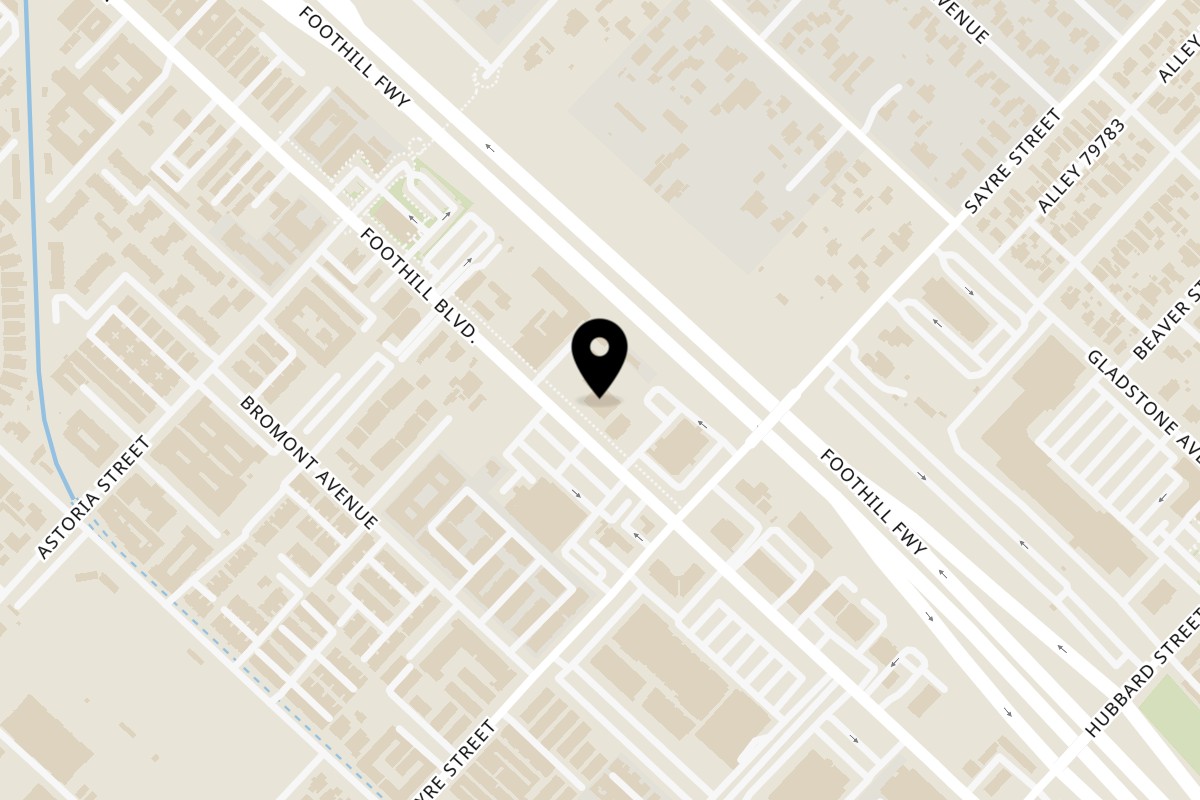 Map showing the location of Ameci Pizza & Pasta on 13839 Foothill Blvd in Sylmar